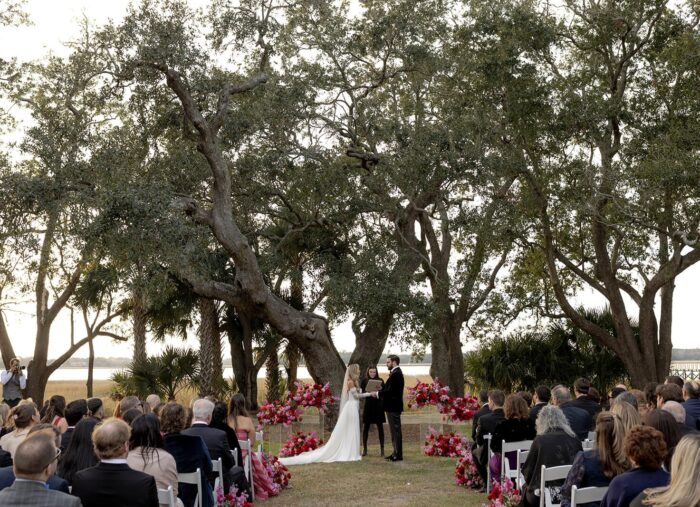 Crimson and Blush Winter Elegance at Lowndes Grove